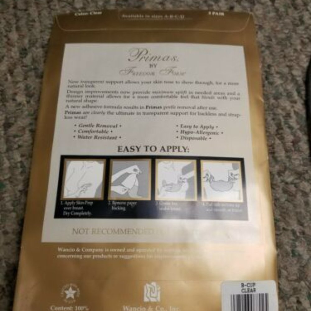 (2) B cup  Prima's clear traditional disposable adhesive bras (6 pair) USA - Picture 2 of 10